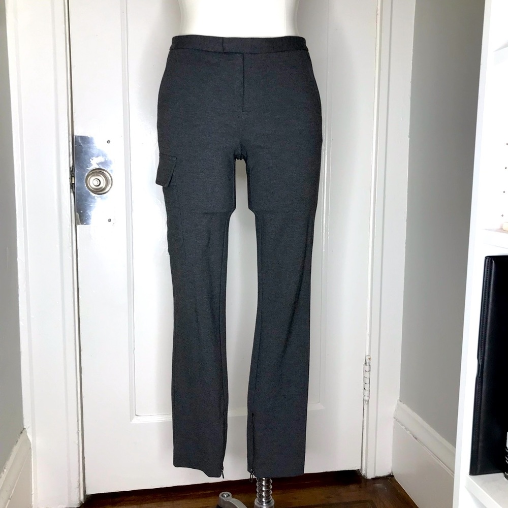 ATM - Gray Slim Stretch Cargo Knit Ankle Zip Pants